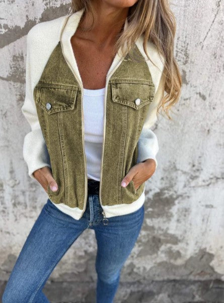 Street Wave Denim Jacket With Sherpa Lining For Women Cozy Durable Style Upgrade