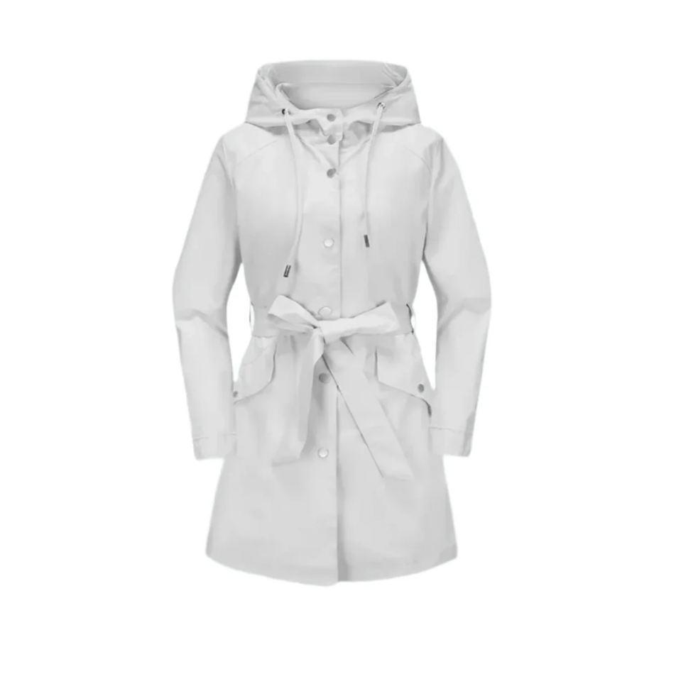 Street-wave Waterproof Timeless Trench Coat For Women With Belt And Hood Stylish Sustainable Outerwear