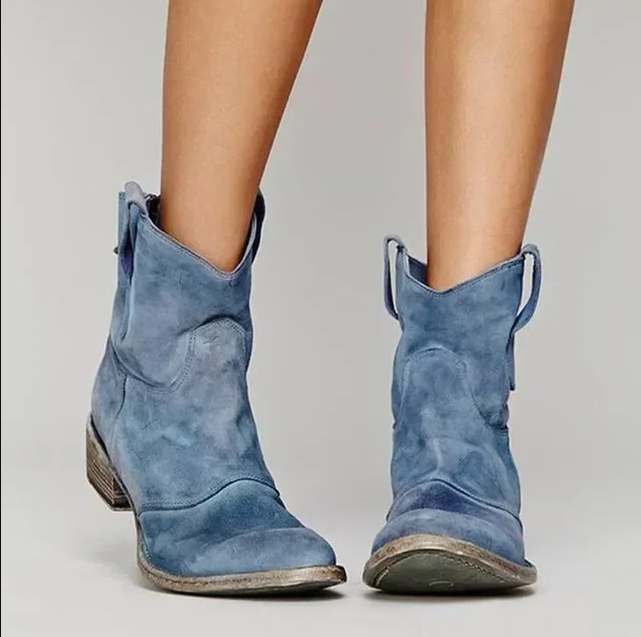 Street-wave Womens Cowboy Ankle Boots Premium Suede All Day Comfort With Cushioned Insole Durable Construction
