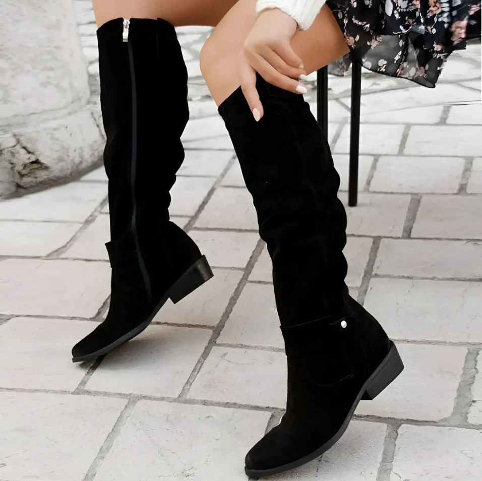 Street-wave Women's Suede Boots With Non Slip Sole - Luxurious Winter Fashion for Trendy Women