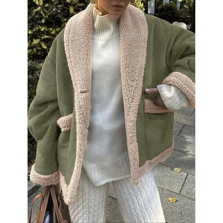 Street-wave Women's Winter Coat With Collar Warm Cozy Shearling Lined Durable Everyday Style