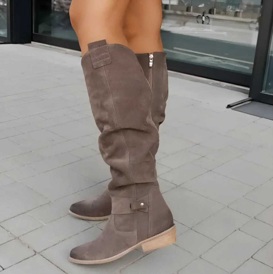Street-wave Women's Suede Boots With Non Slip Sole - Luxurious Winter Fashion for Trendy Women