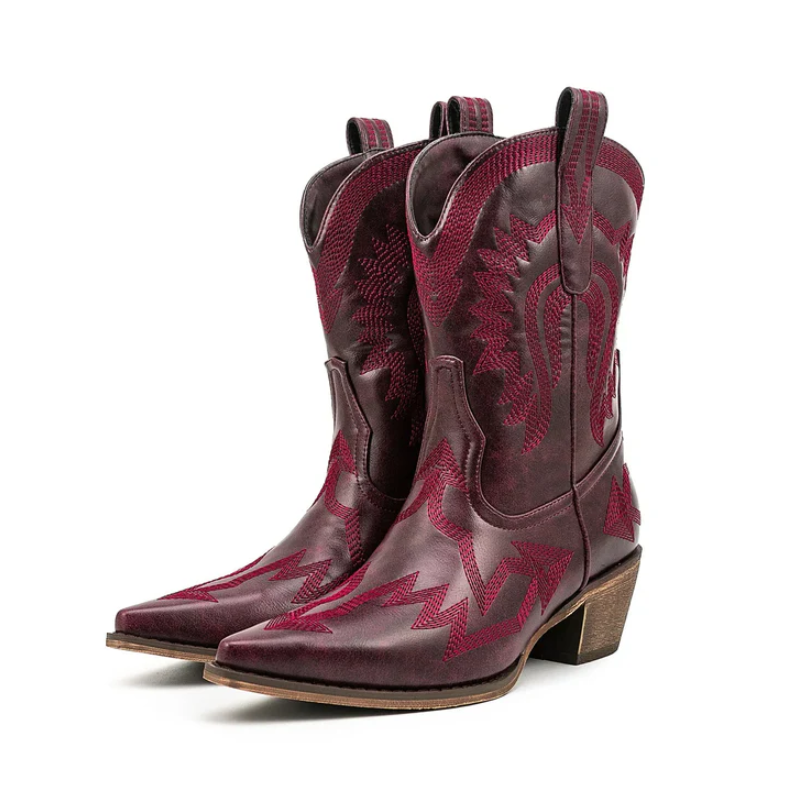 Street-Wave Leather Western Cowboy Boots For Women Classic Style With All Day Comfort And Durability