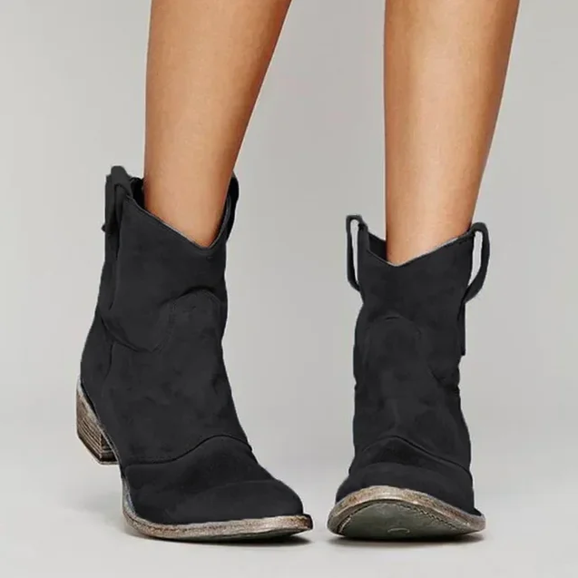 Street-wave Womens Cowboy Ankle Boots Premium Suede All Day Comfort With Cushioned Insole Durable Construction