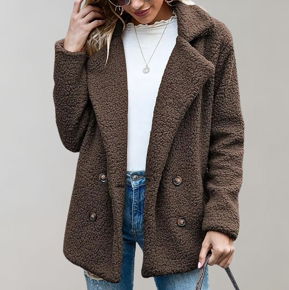Street-wave Cozy Sherpa Jacket For Women Warm Fluffy Winter Coat Chic Everyday Style