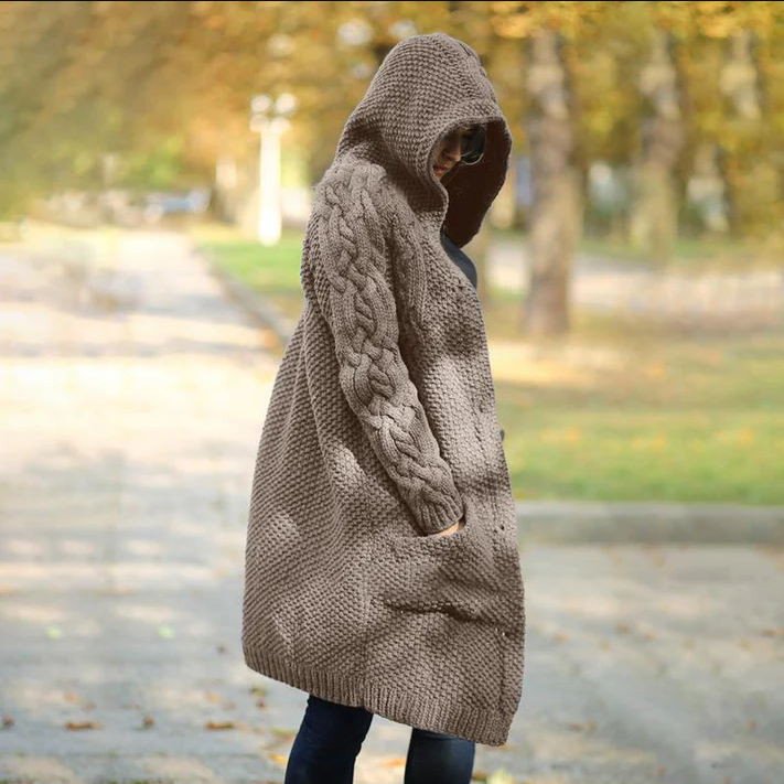 Street-Wave Hooded Long Women Coat For Warmth And Style Durable Easy Care Outerwear