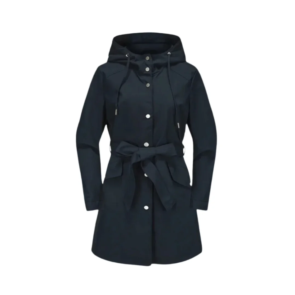Street-wave Waterproof Timeless Trench Coat For Women With Belt And Hood Stylish Sustainable Outerwear