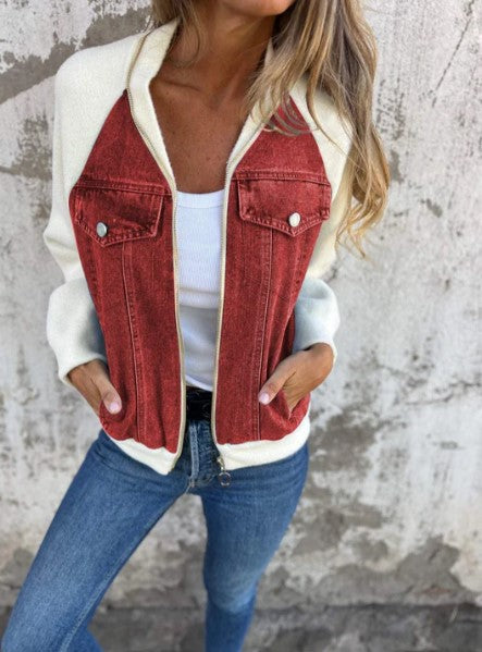 Street Wave Denim Jacket With Cozy Sherpa Lining For Women Trendy Casual Essential