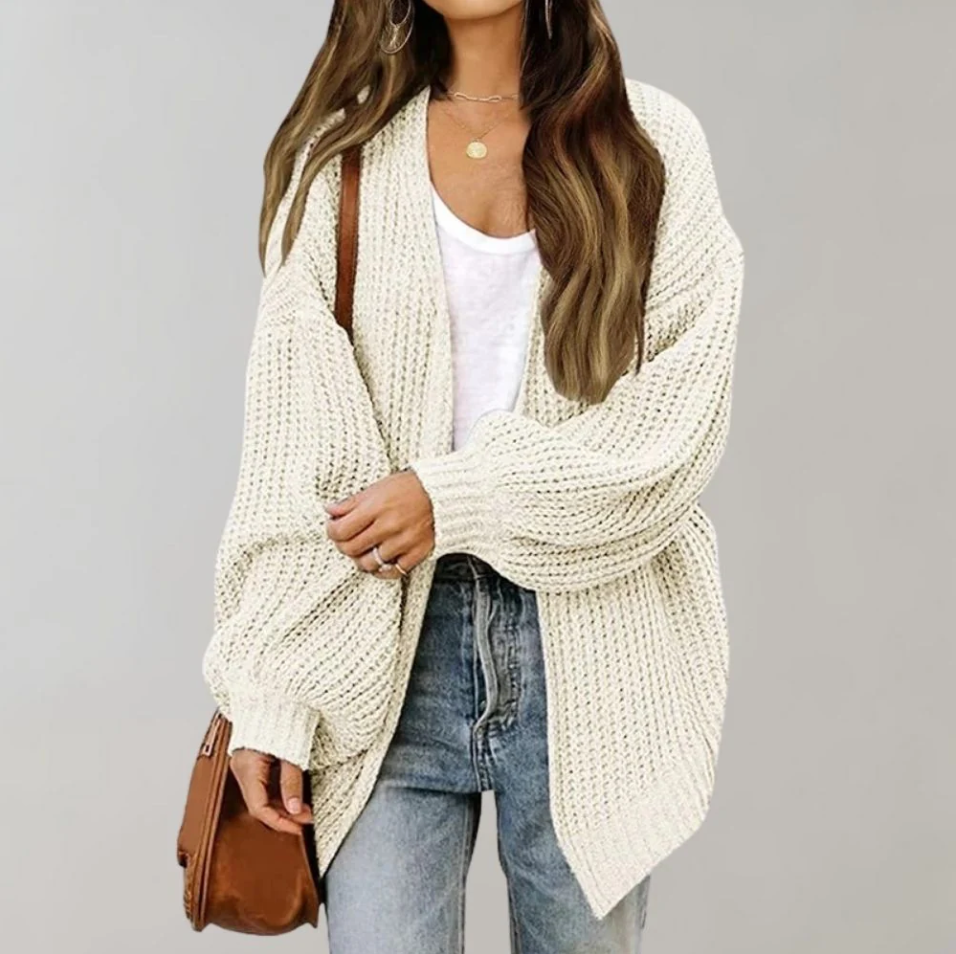 Street-wave Cozy Knit Cardigan For Women Soft Relaxed Fit Layering Essential Casual Everyday Chic