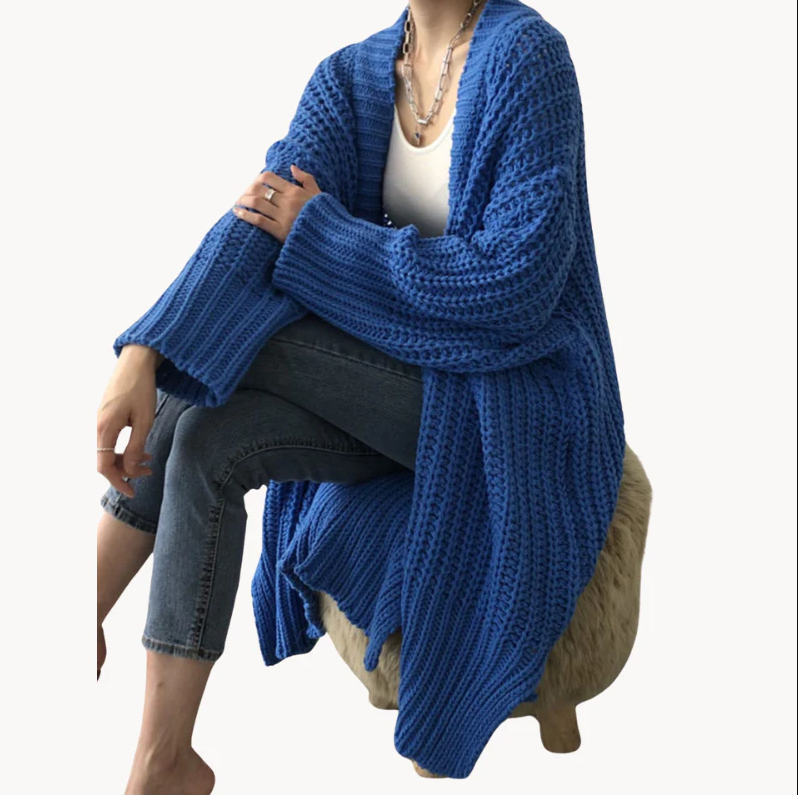 Street-wave Long Knit Cardigan For Women - Cozy, Easy Care Layering Essential For Everyday Style