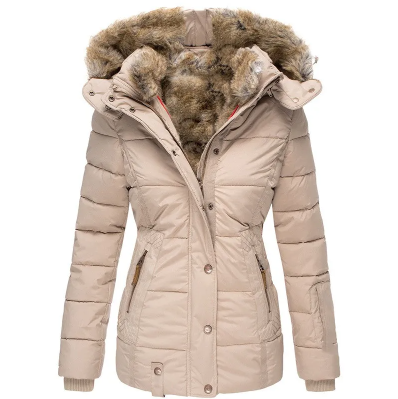 Street-Wave Women's Puffer Coat With Fur Hood Warm Cozy Comfort Easy Care All Day