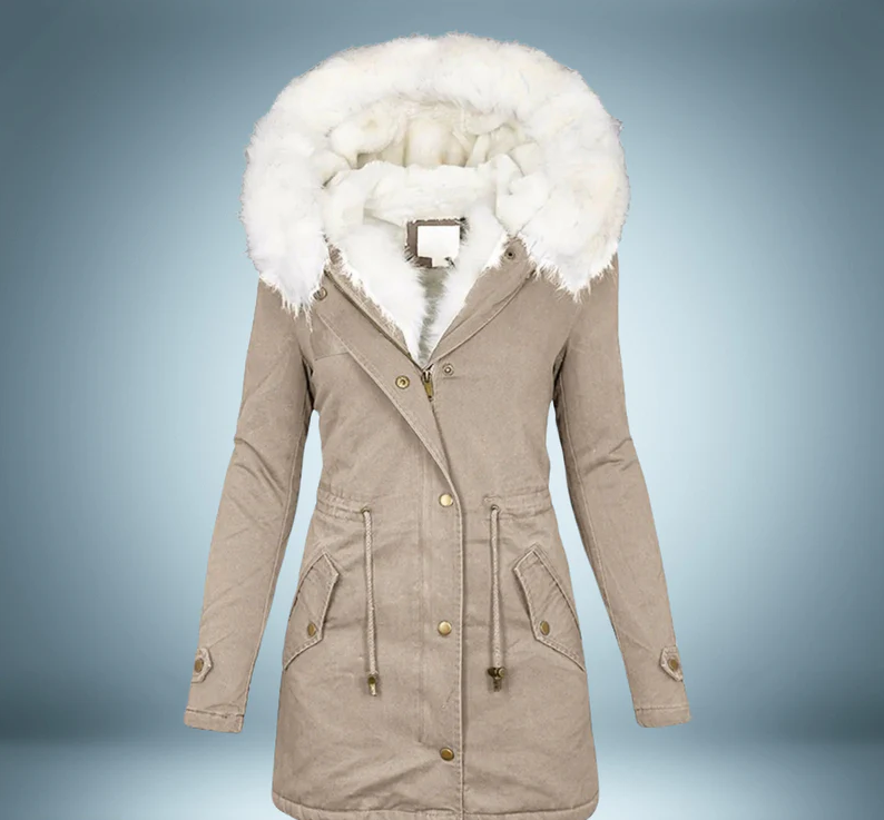 Street Wave Womens Luxury Fur Collared Parka Warm Cozy Winter Coat For Chic Style
