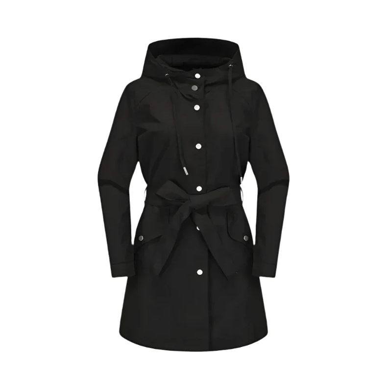 Street-wave Waterproof Timeless Trench Coat For Women With Belt And Hood Stylish Sustainable Outerwear