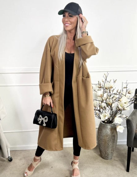Street-Wave Plus Size Coat With Clean Seams And Pockets For Women Oversized Comfort Outerwear