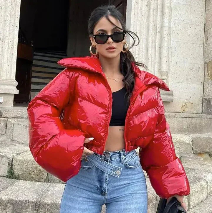 Street-Wave Women Modern Puffer Jacket Cropped Winter Coat With Warmth And Style