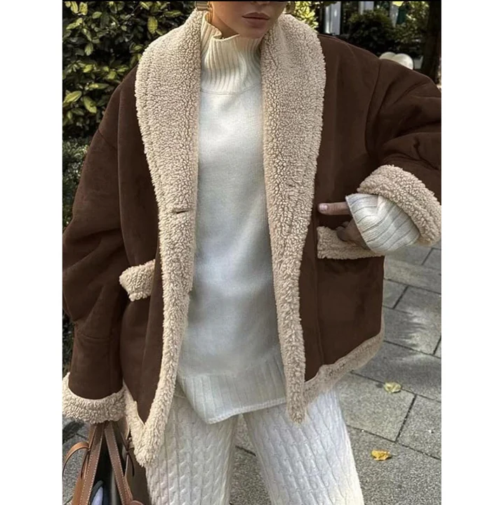 Street-wave Women's Winter Coat With Collar Warm Cozy Shearling Lined Durable Everyday Style