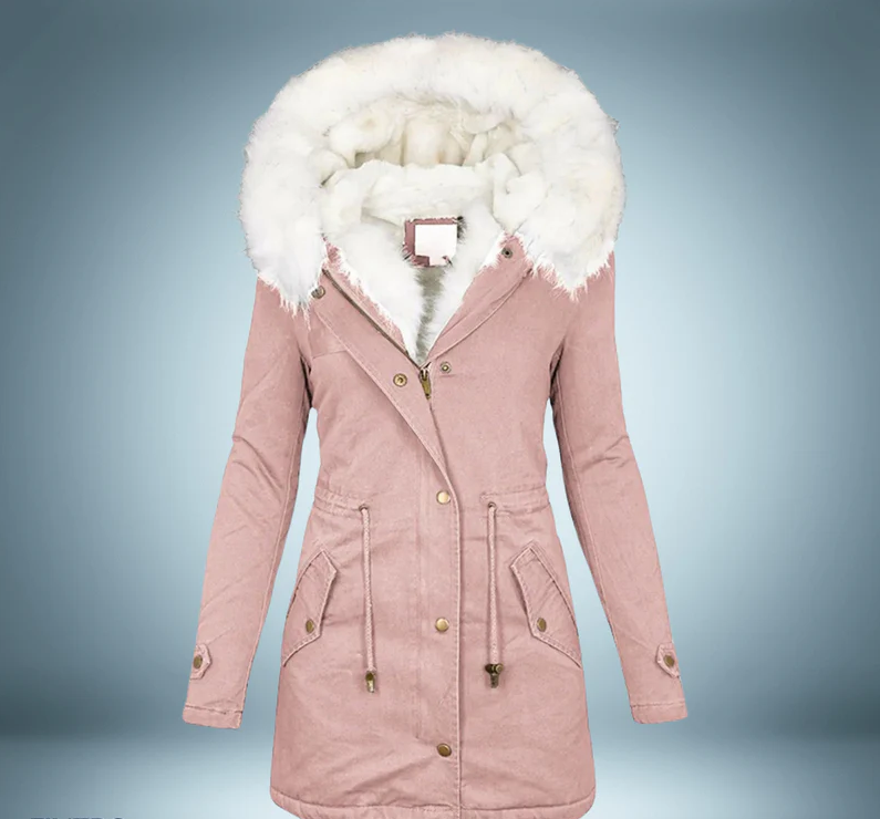 Street Wave Womens Luxury Fur Collared Parka Warm Cozy Winter Coat For Chic Style