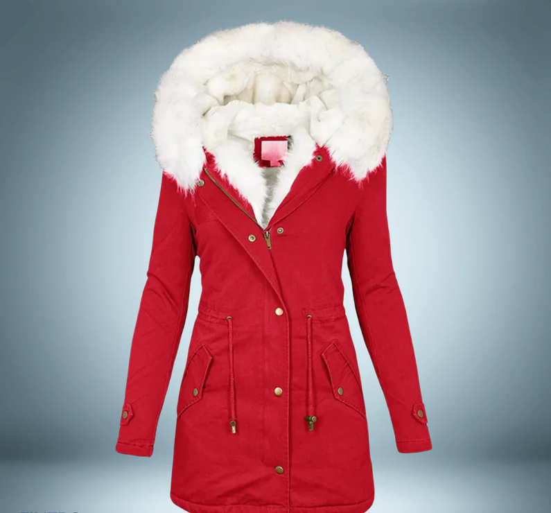 Street Wave Womens Luxury Fur Collared Parka Warm Cozy Winter Coat For Chic Style