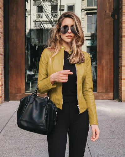 Street-Wave Faux Leather Jacket For Women With Figure Flattering Tailored Fit And Trendy Details