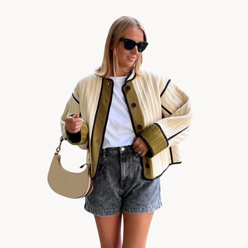 Street-wave Womens Quilted Jacket With Contrast Trim - Versatile Fashion-Forward Outerwear For Women