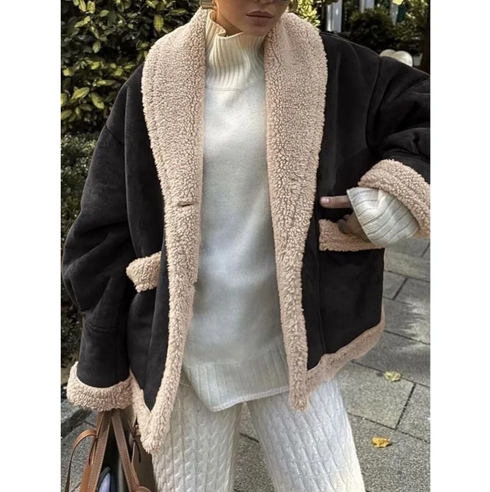 Street-wave Women's Winter Coat With Collar Warm Cozy Shearling Lined Durable Everyday Style