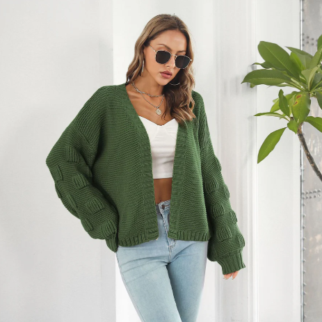 Street-Wave Long Sleeve Cardigan For Women Warm Cotton Blend Versatile Chic Everyday Wear