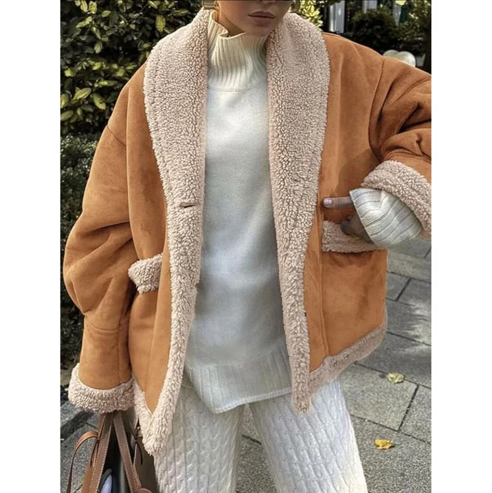 Street-wave Women's Winter Coat With Collar Warm Cozy Shearling Lined Durable Everyday Style