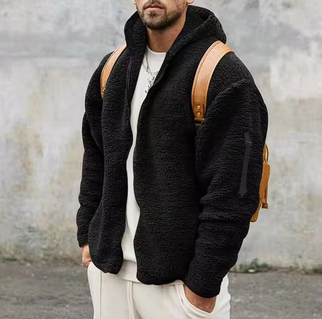 Street-Wave Sherpa Jacket For Men Warm Fleece Coat With Ultra Cozy Softness Zip Front Urban Style
