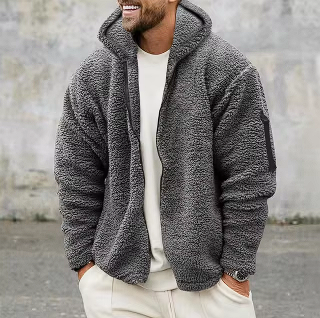 Street-Wave Sherpa Jacket For Men Warm Fleece Coat With Ultra Cozy Softness Zip Front Urban Style