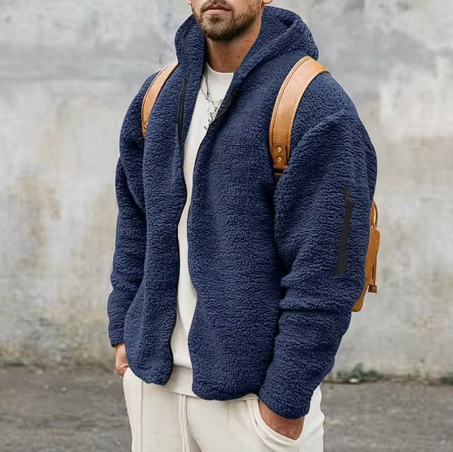 Street-Wave Sherpa Jacket For Men Warm Fleece Coat With Ultra Cozy Softness Zip Front Urban Style