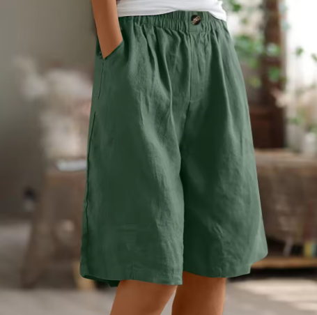 Women's Casual Shorts with Relaxed Fit and Adjustable Waist