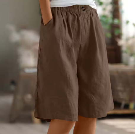Women's Casual Shorts with Relaxed Fit and Adjustable Waist