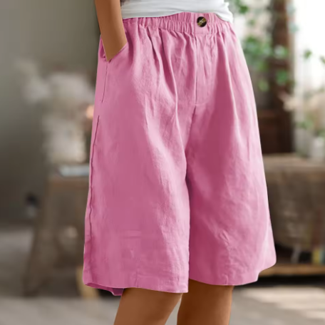 Women's Casual Shorts with Relaxed Fit and Adjustable Waist