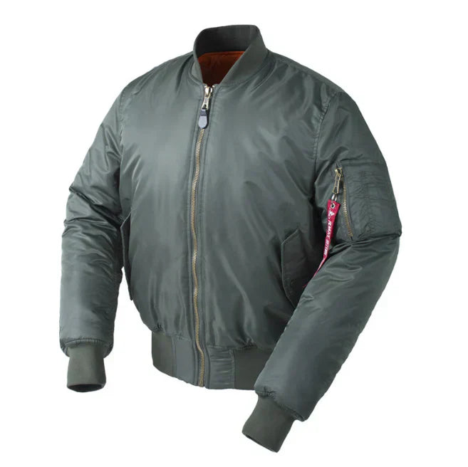 Men's Bomber Jacket Navy Classic Fit Wind-Resistant With Rib-Knit Trim And Utility Pocket