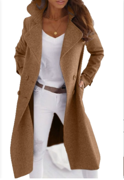 Streetwave Wool Coat For Women With Button Closure Long Silhouette Elegant Chic Style