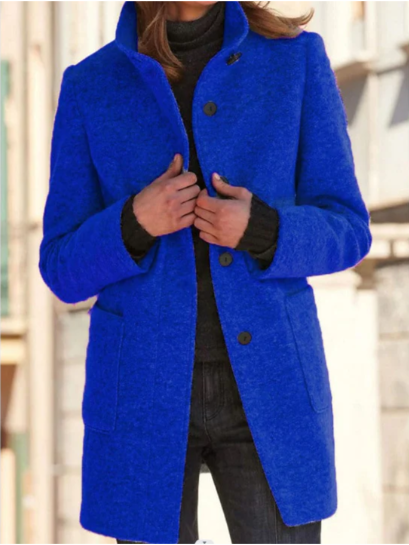 Street-wave Buttoned Wool Coat For Women Luxurious Timeless Style With Cozy Comfort