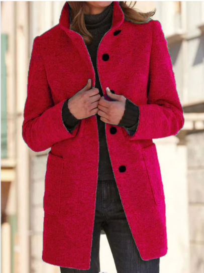 Street-wave Buttoned Wool Coat For Women Luxurious Timeless Style With Cozy Comfort