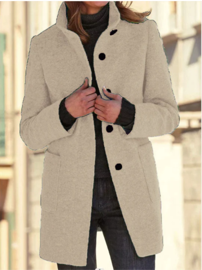 Street-wave Buttoned Wool Coat For Women Luxurious Timeless Style With Cozy Comfort