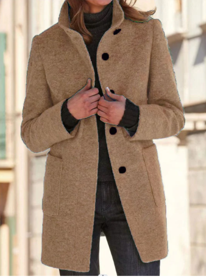 Street-Wave Womens Cozy Casual Coat Elegant Wool Blend Soft Warm Fabric For All Season Wear