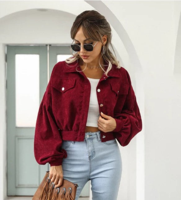 Streetwave Cropped Corduroy Jacket For Women Chic Spring Essential Warmth Durable Style