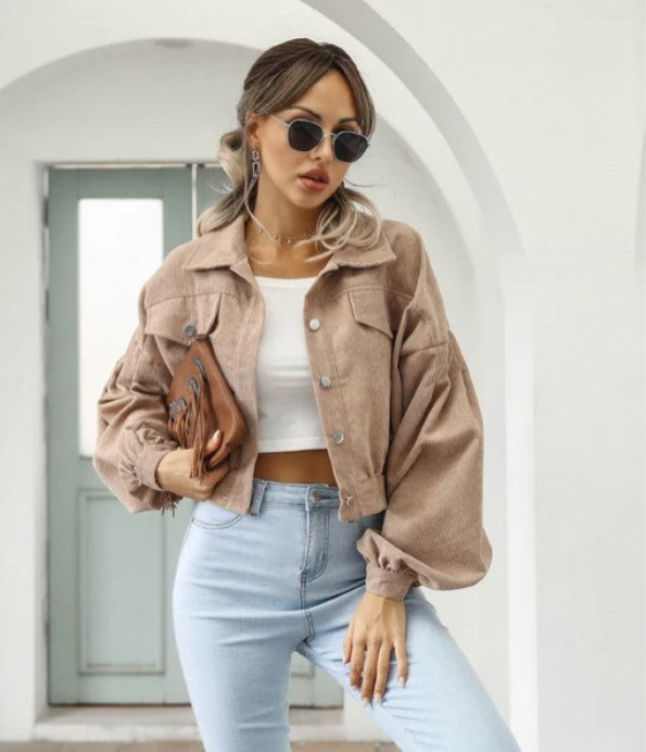 Streetwave Cropped Corduroy Jacket For Women Chic Spring Essential Warmth Durable Style