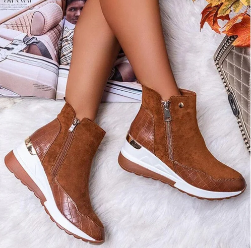 Street-wave High Top Winter Boots For Women With Side Zipper And Comfort Lift For All Day Warmth