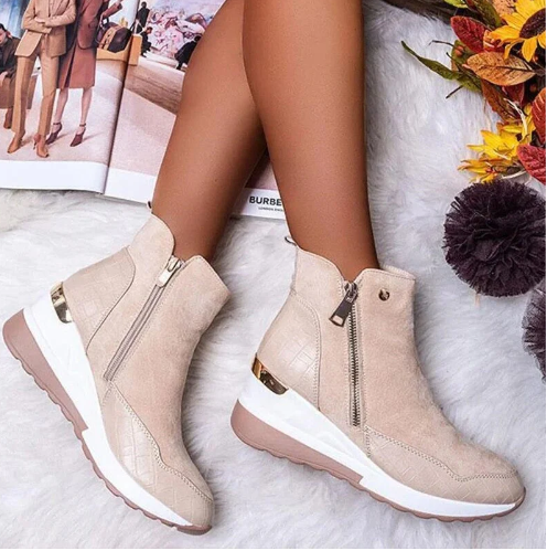 Street-wave High Top Winter Boots For Women With Side Zipper And Comfort Lift For All Day Warmth