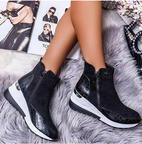 Street-wave High Top Winter Boots For Women With Side Zipper And Comfort Lift For All Day Warmth