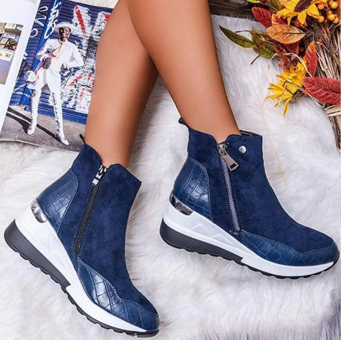 Street-wave High Top Winter Boots For Women With Side Zipper And Comfort Lift For All Day Warmth