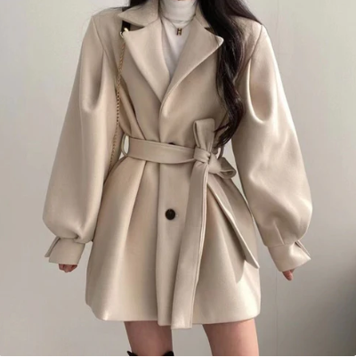 Street-Wave Elegant Women's Coat With Belt For Stylish Cozy Everyday Wear Premium Quality