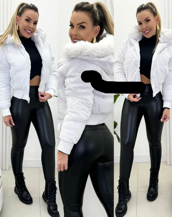 Street-Wave Brown Bomber Jacket With Plush Fur Hood For Women Warm Quilted Winter Coat