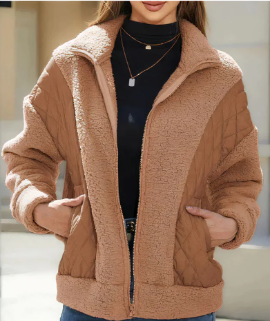 Street-Wave Sherpa Quilted Jacket For Women Cozy Warmth With Soft Sherpa Lining For Cold Weather All Day Comfort