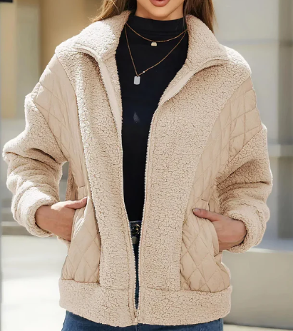 Street-Wave Sherpa Quilted Jacket For Women Cozy Warmth With Soft Sherpa Lining For Cold Weather All Day Comfort