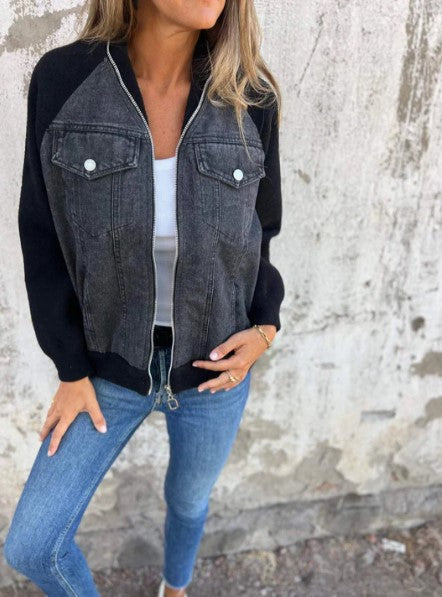 Street Wave Denim Jacket With Cozy Sherpa Lining For Women Trendy Casual Essential